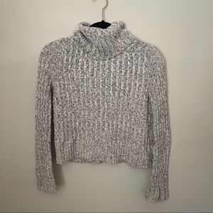 White & Grey Free People Cowl Neck Sweater
